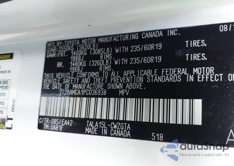 2023 Lexus Rx 350 Premium from USA, damaged, VIN 2T2BAMCA1PC036938